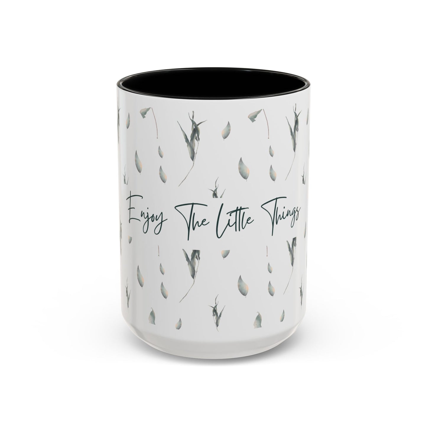 Enjoy The Little Things Accent Coffee Mug — Minimal Floral 11/15oz