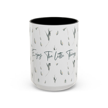 Enjoy The Little Things Accent Coffee Mug — Minimal Floral 11/15oz