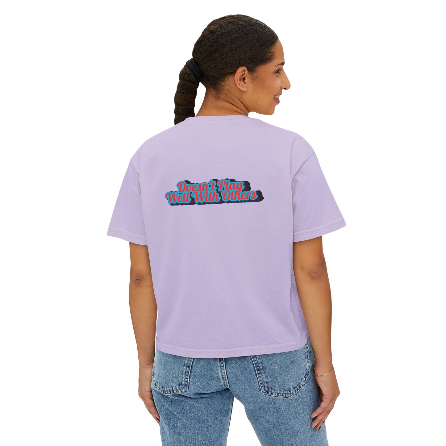 Women's Boxy Tee — Retro 'Dreams Play Well With Tears' Graphic
