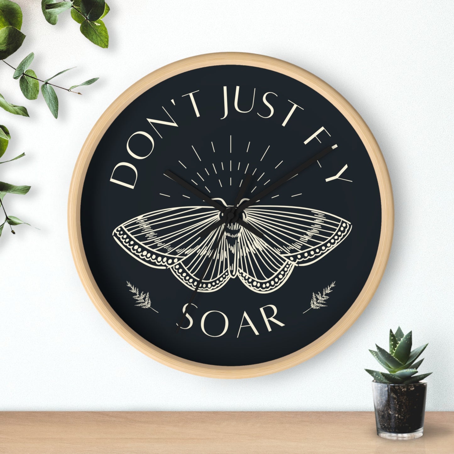 Wall Clock – “Don’t Just Fly, Soar” Moth Motivational Clock