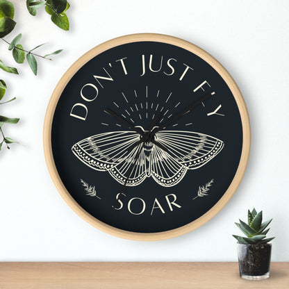 Wall Clock – “Don’t Just Fly, Soar” Moth Motivational Clock