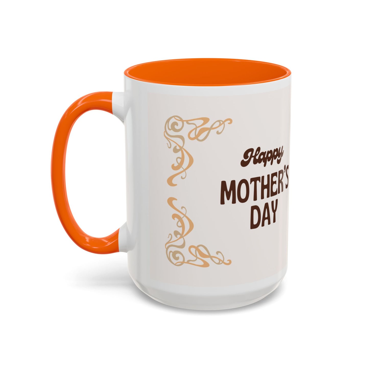 Mother's Day Accent Coffee Mug — Personalized Photo Floral Frame, "Happy Mother's Day" Gift