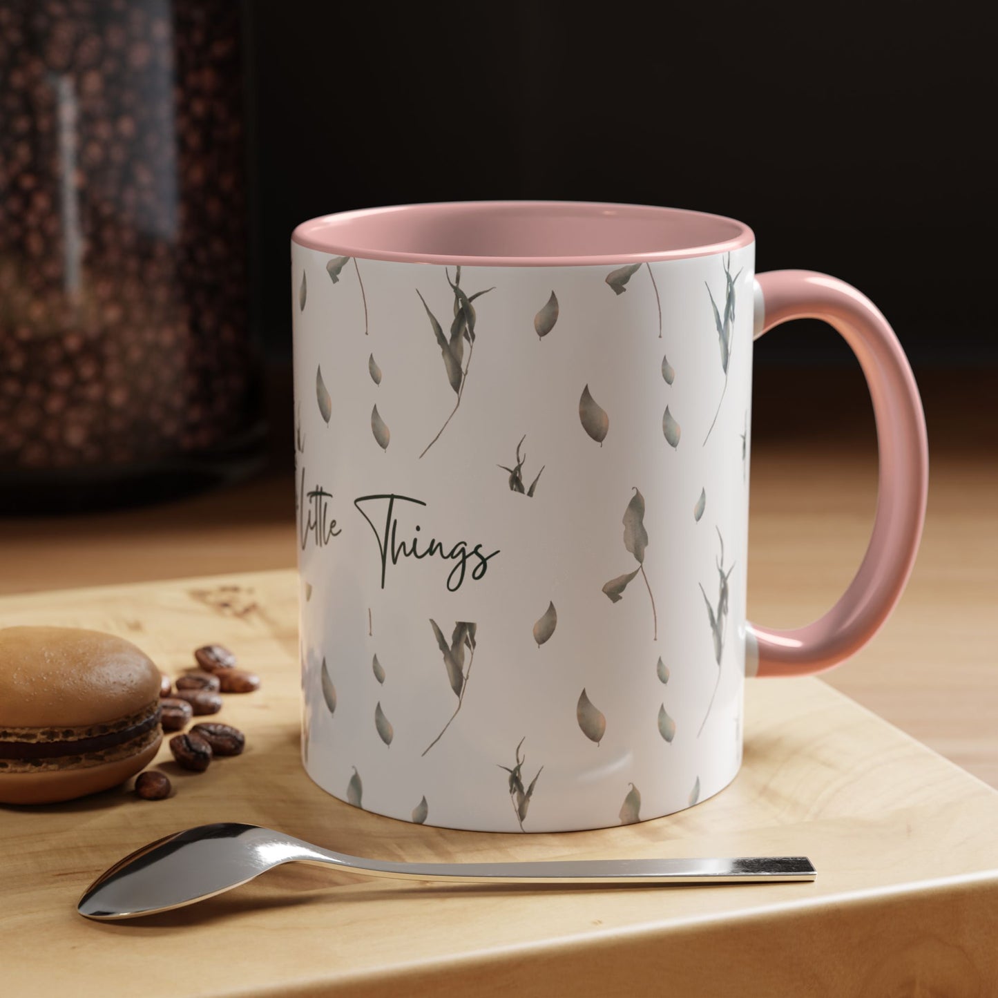 Enjoy The Little Things Accent Coffee Mug — Minimal Floral 11/15oz