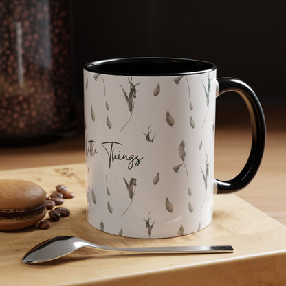 Enjoy The Little Things Accent Coffee Mug — Minimal Floral 11/15oz