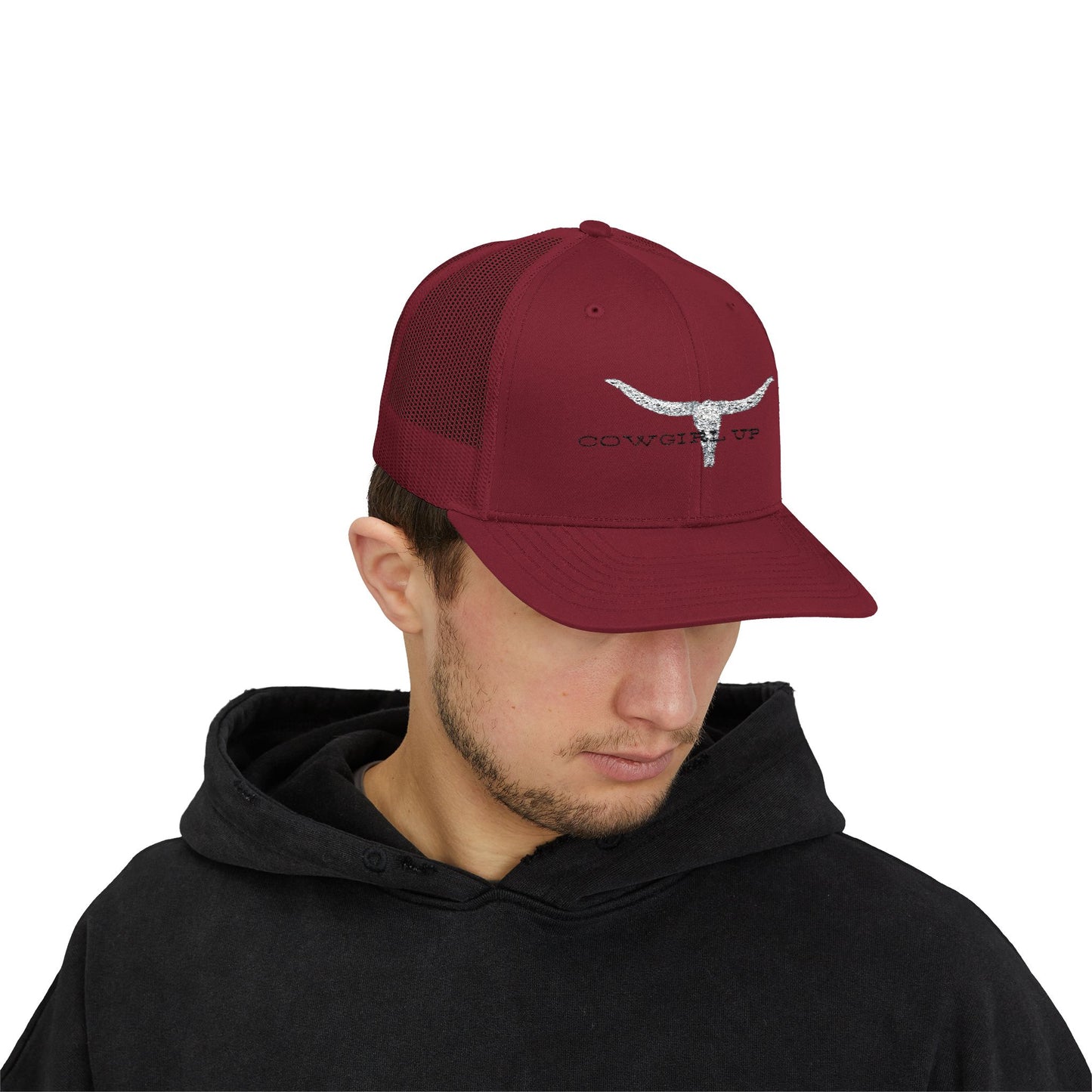 Longhorn Skull Snapback Trucker Cap – Rustic Western Cowboy Hat