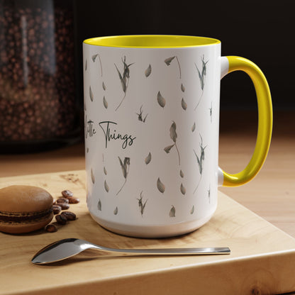 Enjoy The Little Things Accent Coffee Mug — Minimal Floral 11/15oz