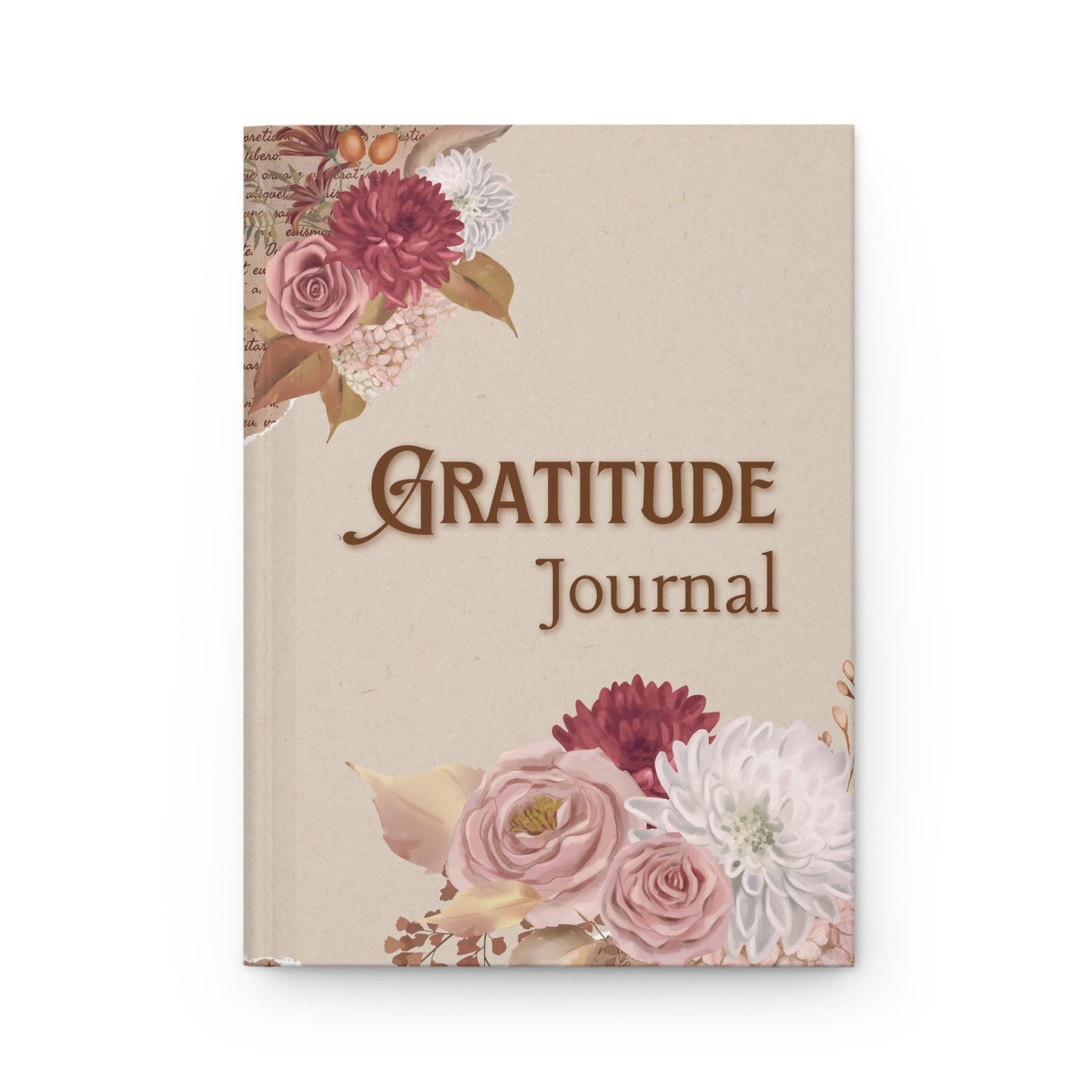 Gratitude Journal Hardcover — Floral Vintage Notebook for Daily Reflection & Thankfulness