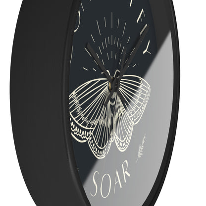 Wall Clock – “Don’t Just Fly, Soar” Moth Motivational Clock