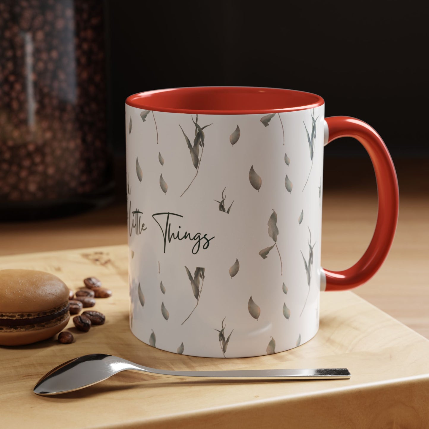 Enjoy The Little Things Accent Coffee Mug — Minimal Floral 11/15oz