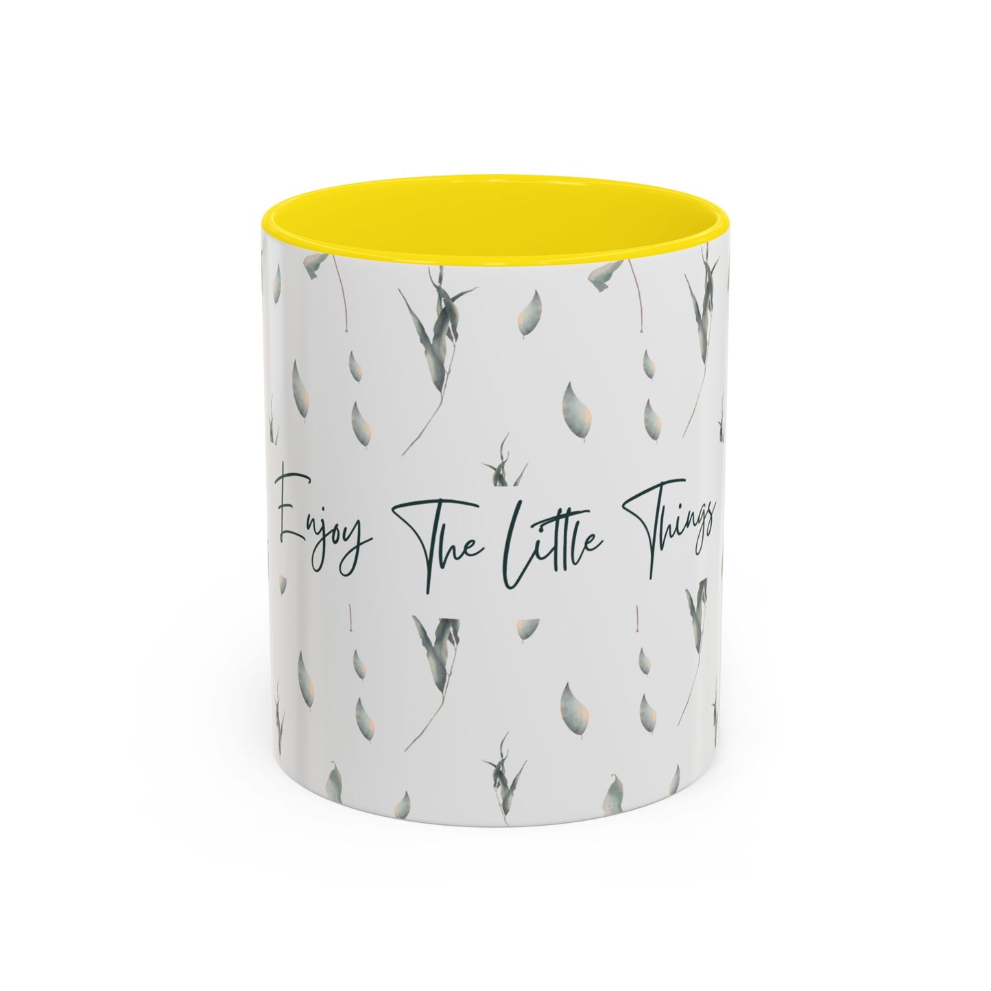 Enjoy The Little Things Accent Coffee Mug — Minimal Floral 11/15oz