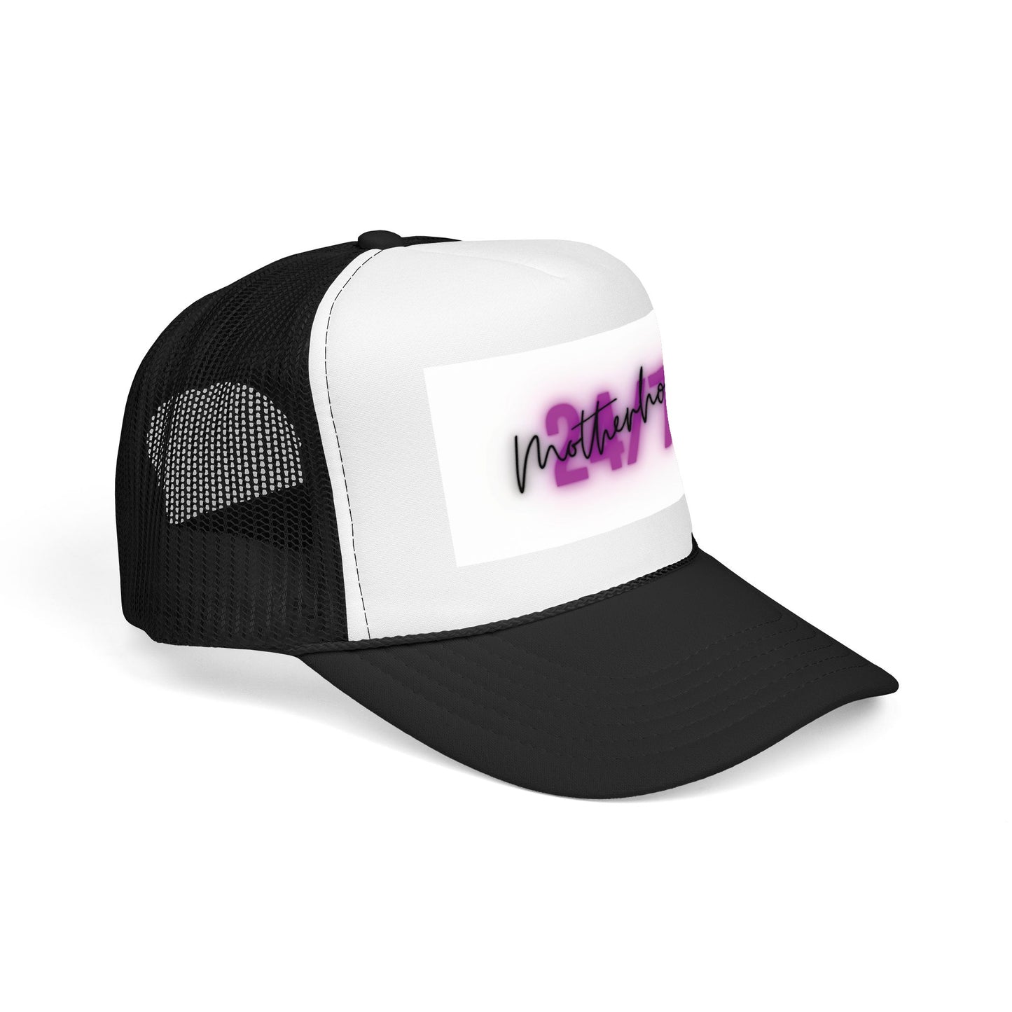 1997 Motherhood Trucker Hat — Retro Pink Script Foam Mesh Cap