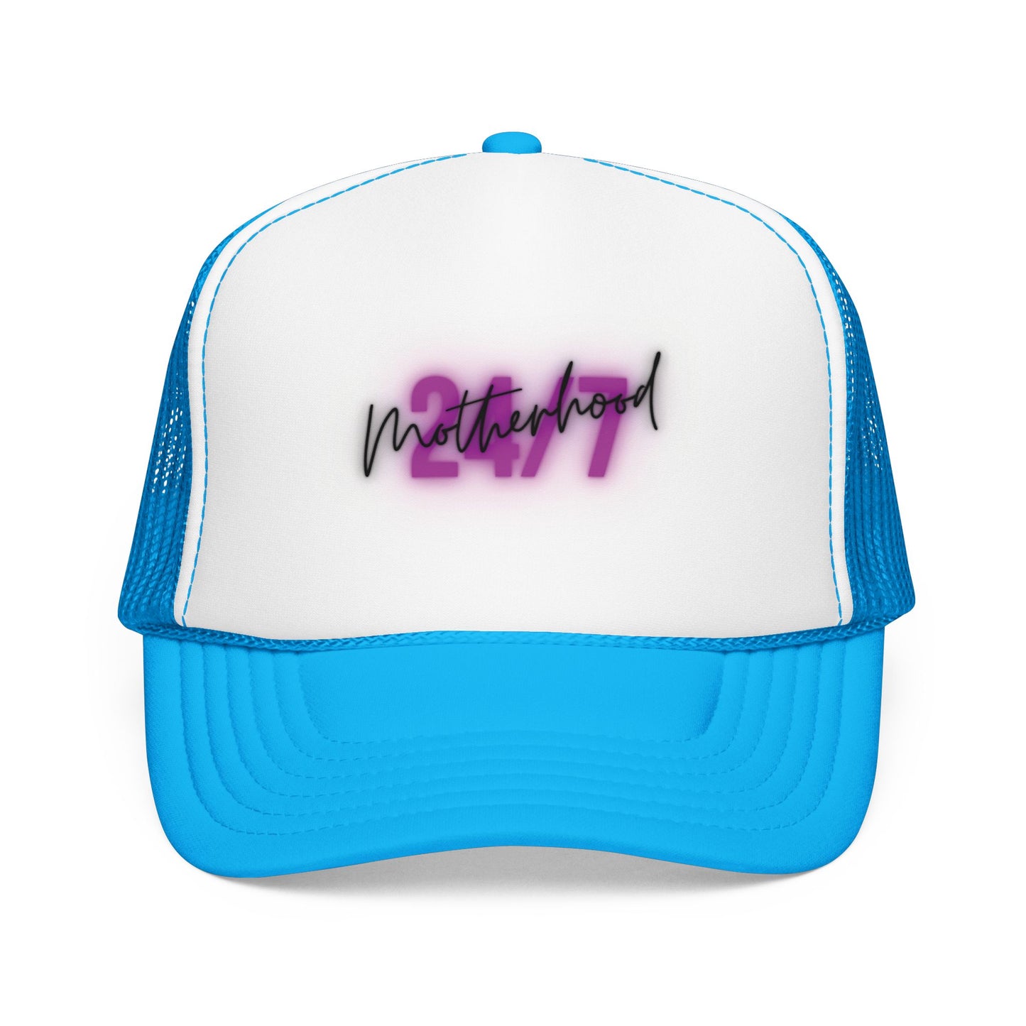 1997 Motherhood Trucker Hat — Retro Pink Script Foam Mesh Cap