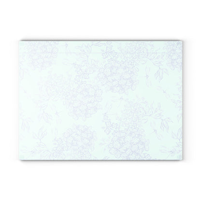 Glass Cutting Board – Pastel Hydrangea Floral Pattern, Decorative Nonporous Chopping Board