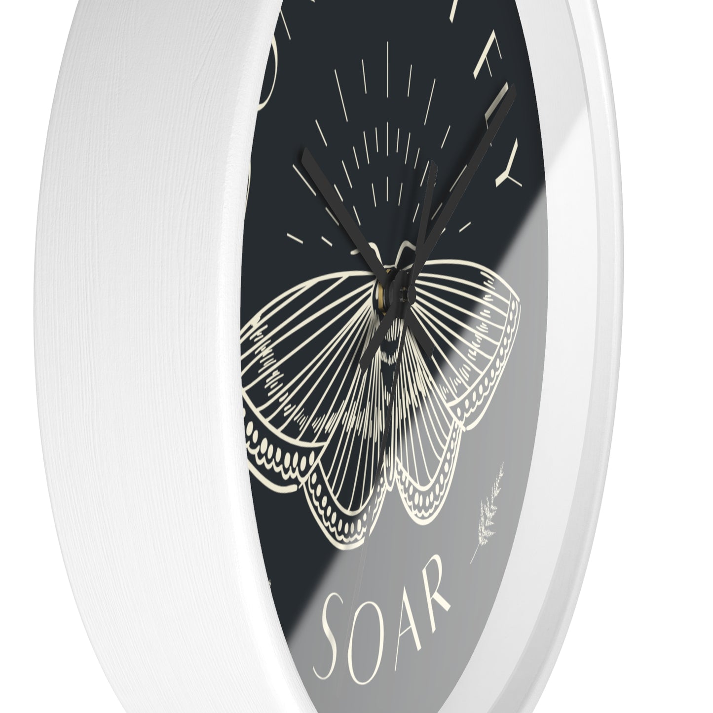 Wall Clock – “Don’t Just Fly, Soar” Moth Motivational Clock