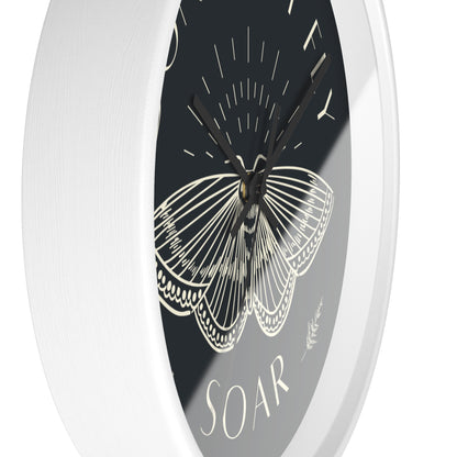 Wall Clock – “Don’t Just Fly, Soar” Moth Motivational Clock