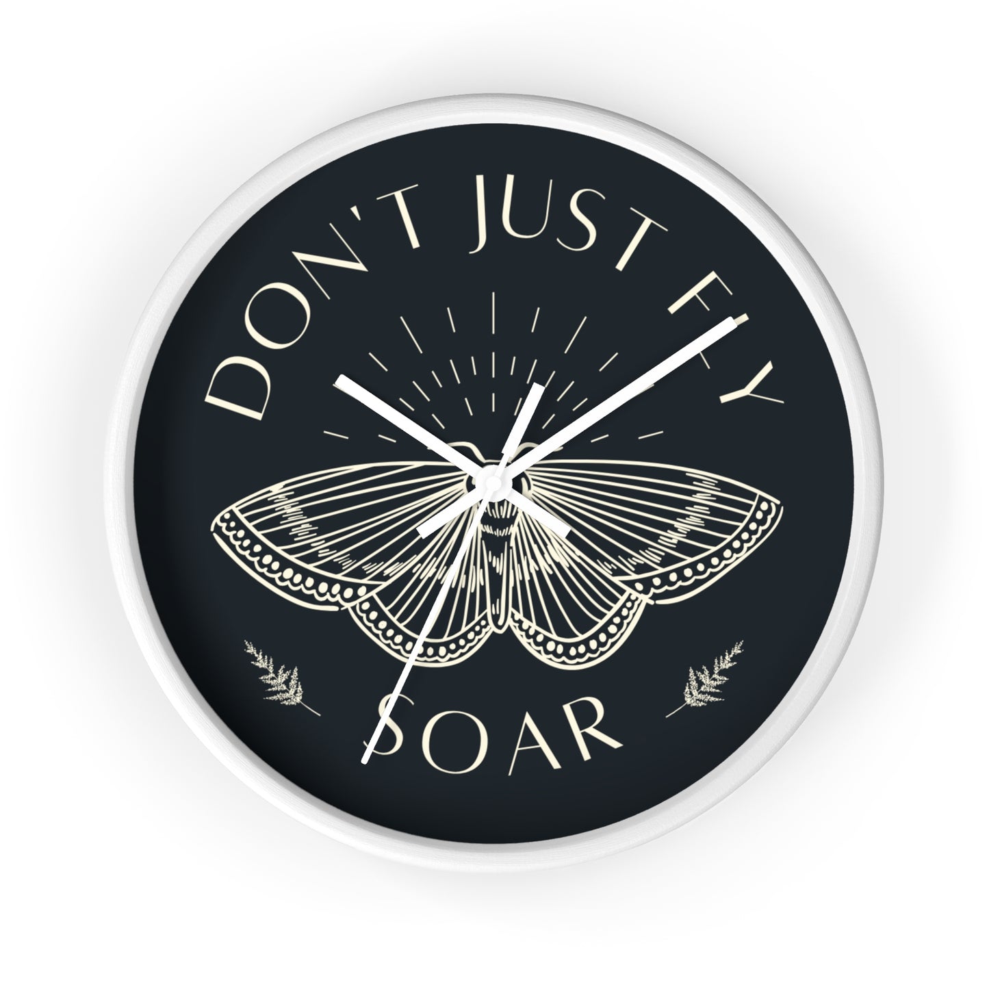 Wall Clock – “Don’t Just Fly, Soar” Moth Motivational Clock