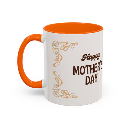 Mother's Day Accent Coffee Mug — Personalized Photo Floral Frame, "Happy Mother's Day" Gift