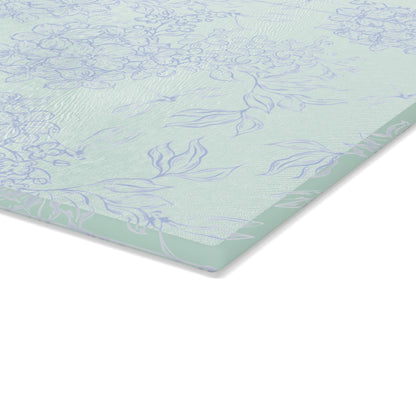 Glass Cutting Board – Pastel Hydrangea Floral Pattern, Decorative Nonporous Chopping Board
