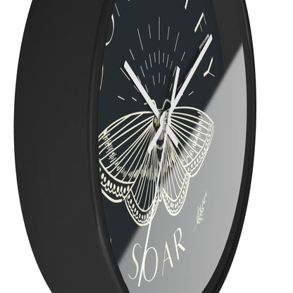 Wall Clock – “Don’t Just Fly, Soar” Moth Motivational Clock