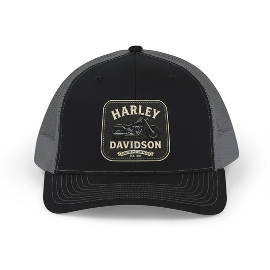 Trucker Cap — Vintage Motorcycle Patch Snapback Hat