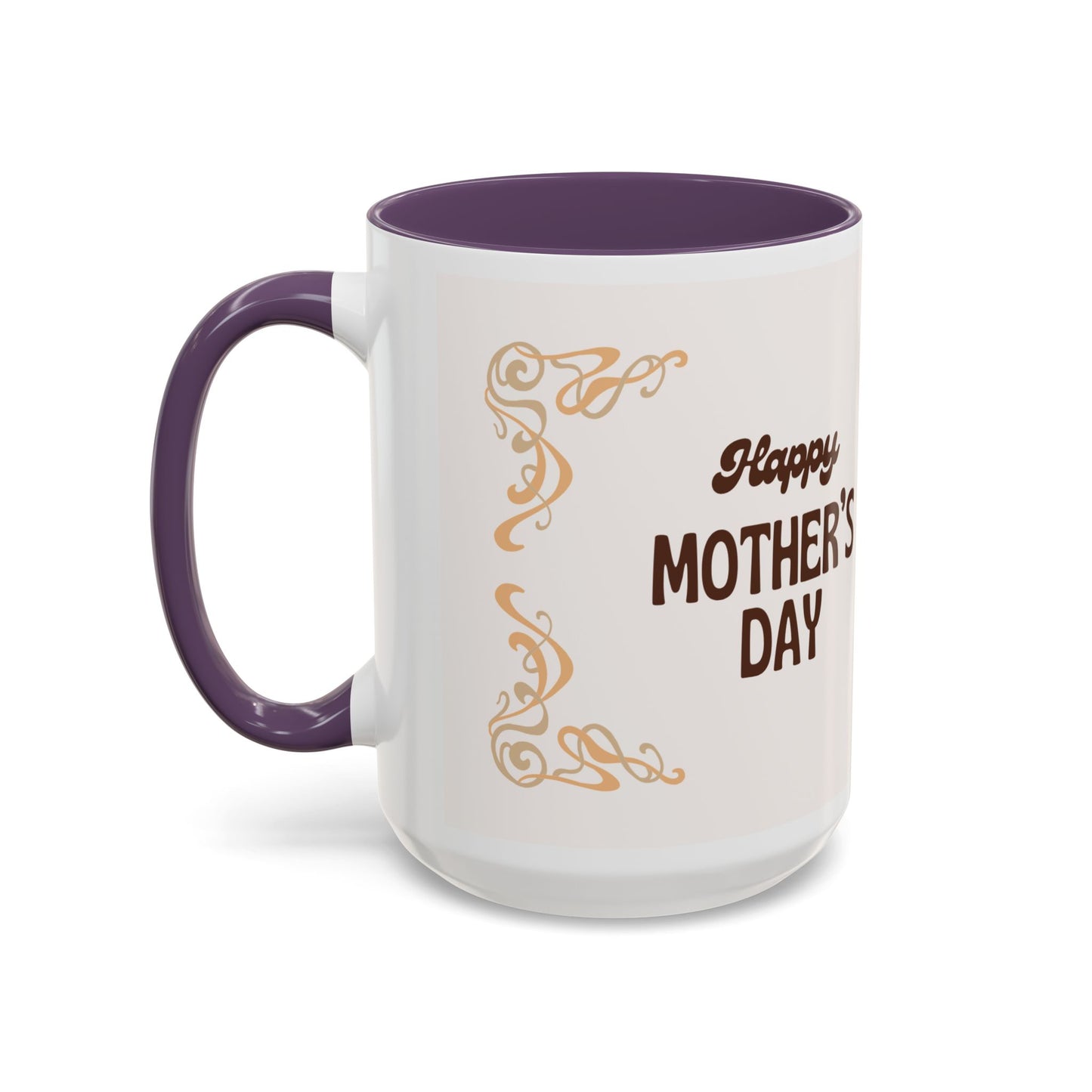 Mother's Day Accent Coffee Mug — Personalized Photo Floral Frame, "Happy Mother's Day" Gift