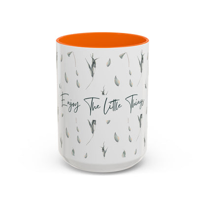 Enjoy The Little Things Accent Coffee Mug — Minimal Floral 11/15oz