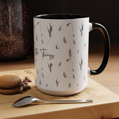 Enjoy The Little Things Accent Coffee Mug — Minimal Floral 11/15oz