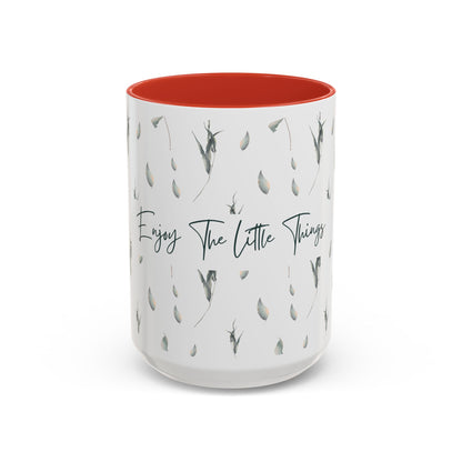 Enjoy The Little Things Accent Coffee Mug — Minimal Floral 11/15oz