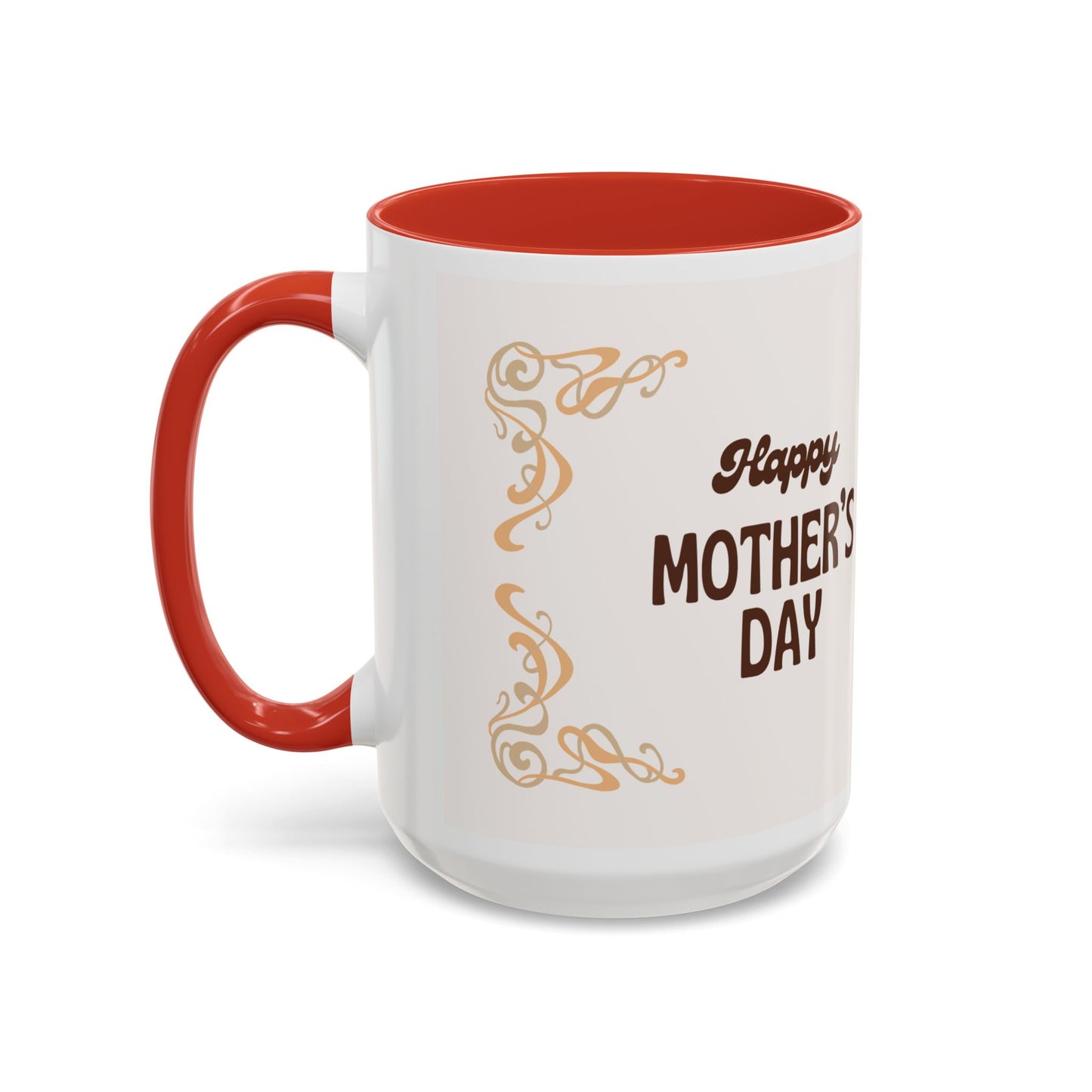 Mother's Day Accent Coffee Mug — Personalized Photo Floral Frame, "Happy Mother's Day" Gift
