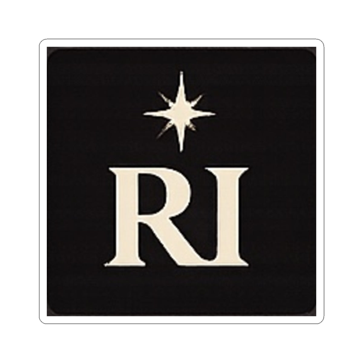 RI Monogram Sticker — Vintage Star Logo Kiss-Cut Sticker for Laptops & Journals