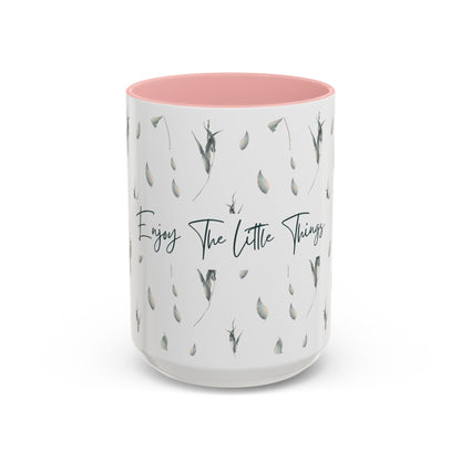 Enjoy The Little Things Accent Coffee Mug — Minimal Floral 11/15oz