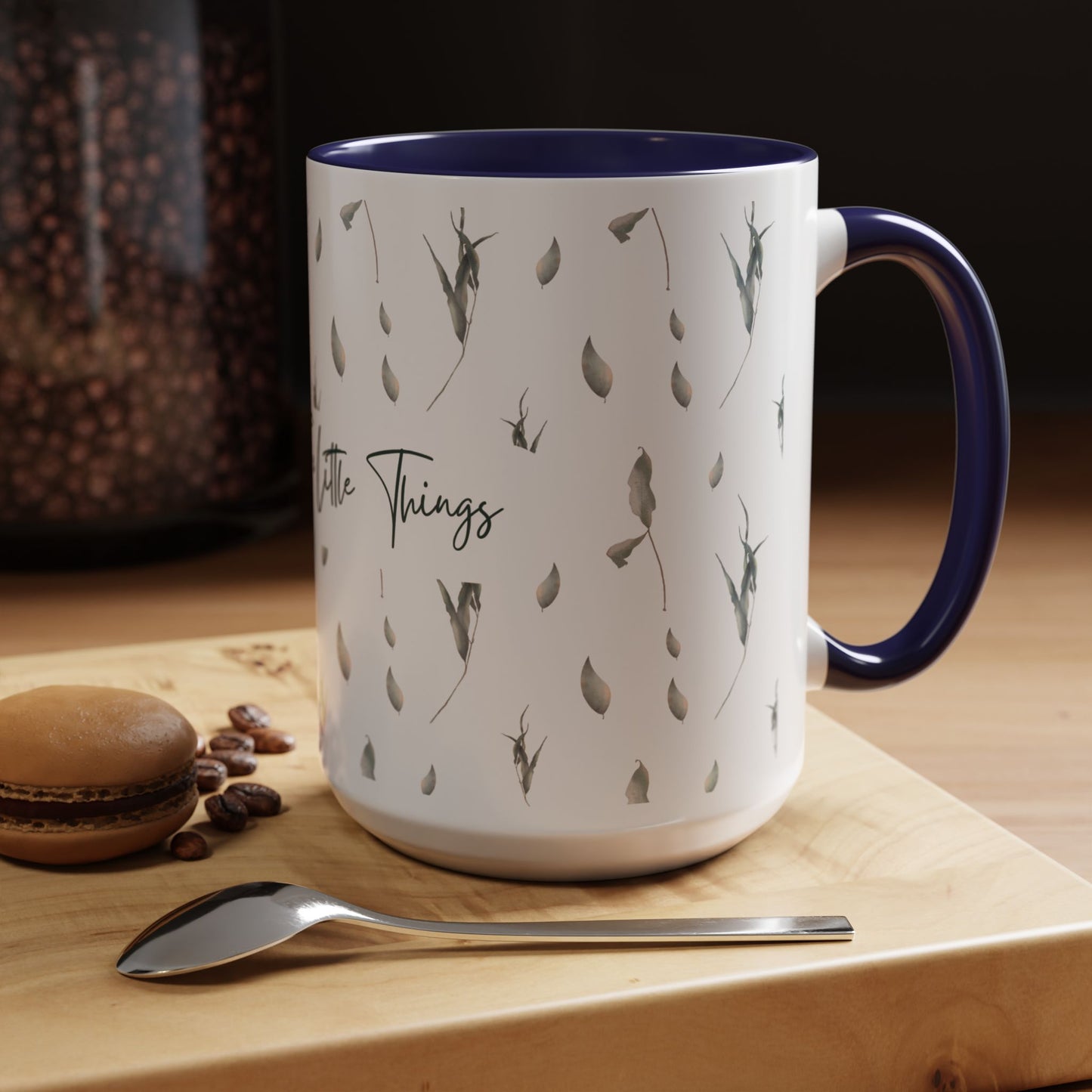 Enjoy The Little Things Accent Coffee Mug — Minimal Floral 11/15oz