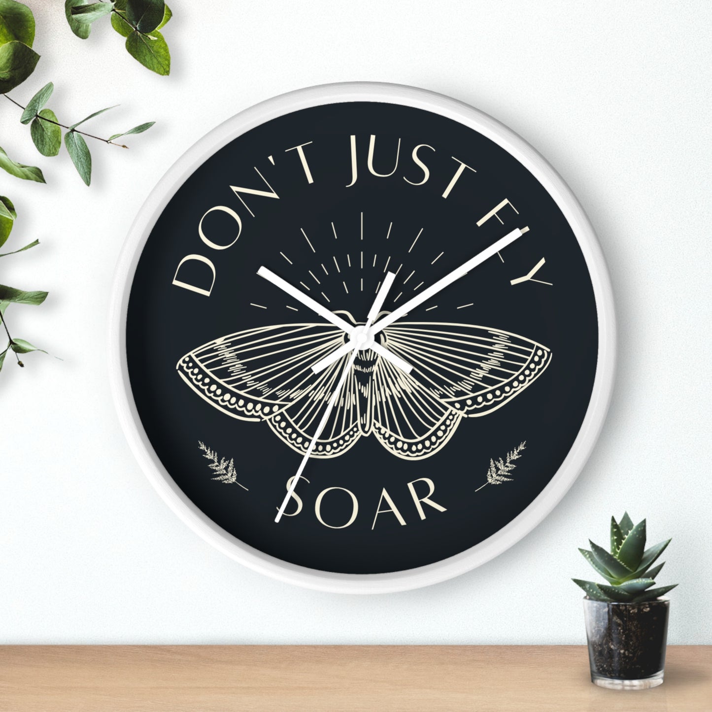 Wall Clock – “Don’t Just Fly, Soar” Moth Motivational Clock