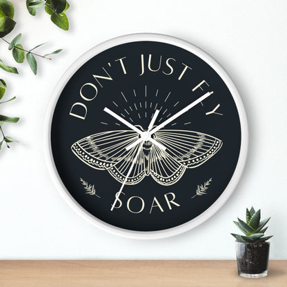 Wall Clock – “Don’t Just Fly, Soar” Moth Motivational Clock