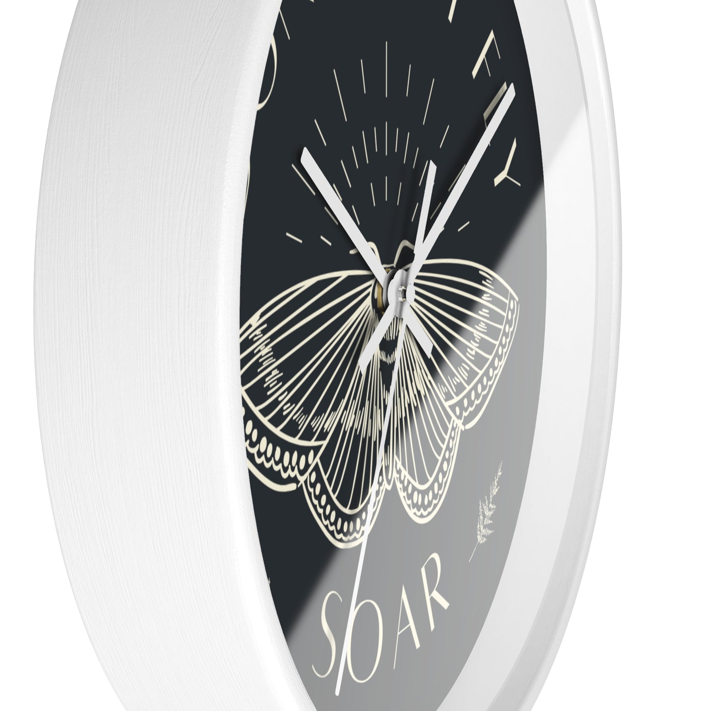 Wall Clock – “Don’t Just Fly, Soar” Moth Motivational Clock