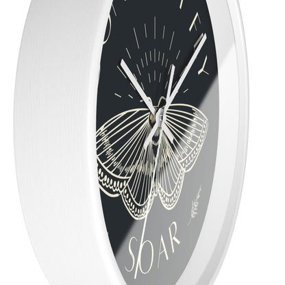 Wall Clock – “Don’t Just Fly, Soar” Moth Motivational Clock