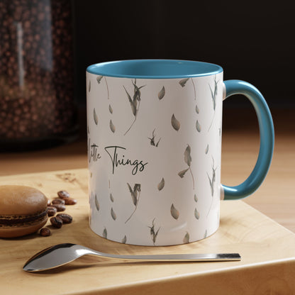 Enjoy The Little Things Accent Coffee Mug — Minimal Floral 11/15oz