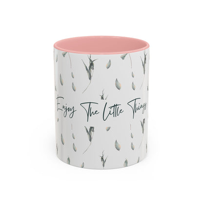 Enjoy The Little Things Accent Coffee Mug — Minimal Floral 11/15oz