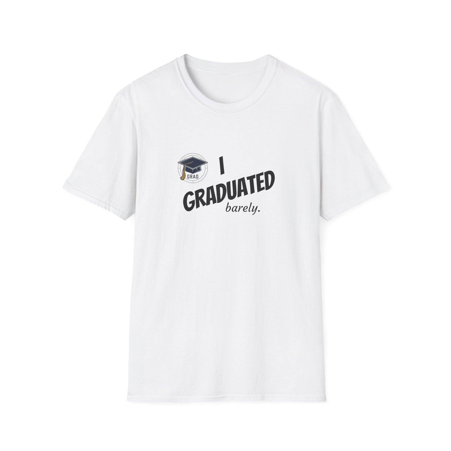 Graduation T-Shirt - "I Graduated (Barely)" Funny Grad Tee with Cap Graphic