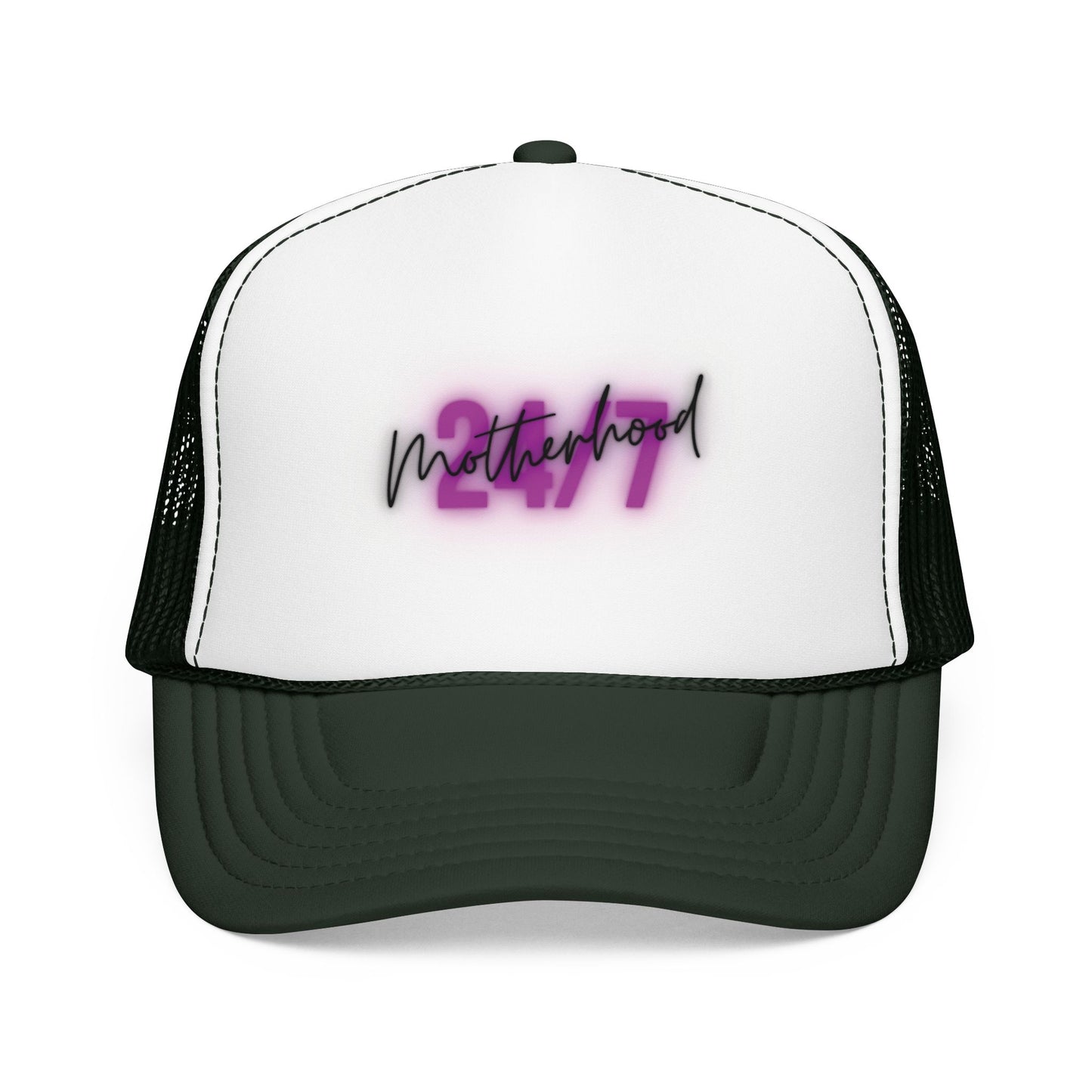 1997 Motherhood Trucker Hat — Retro Pink Script Foam Mesh Cap