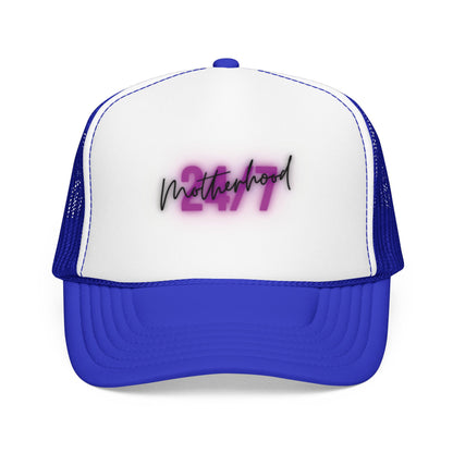 1997 Motherhood Trucker Hat — Retro Pink Script Foam Mesh Cap