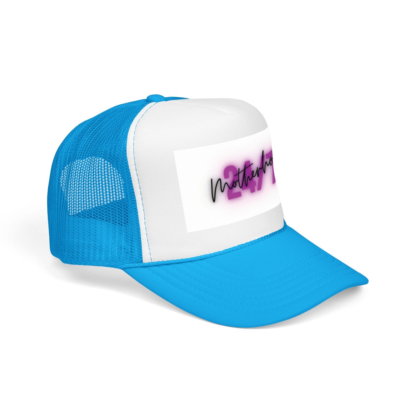 1997 Motherhood Trucker Hat — Retro Pink Script Foam Mesh Cap