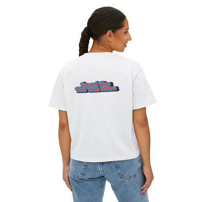 Women's Boxy Tee — Retro 'Dreams Play Well With Tears' Graphic