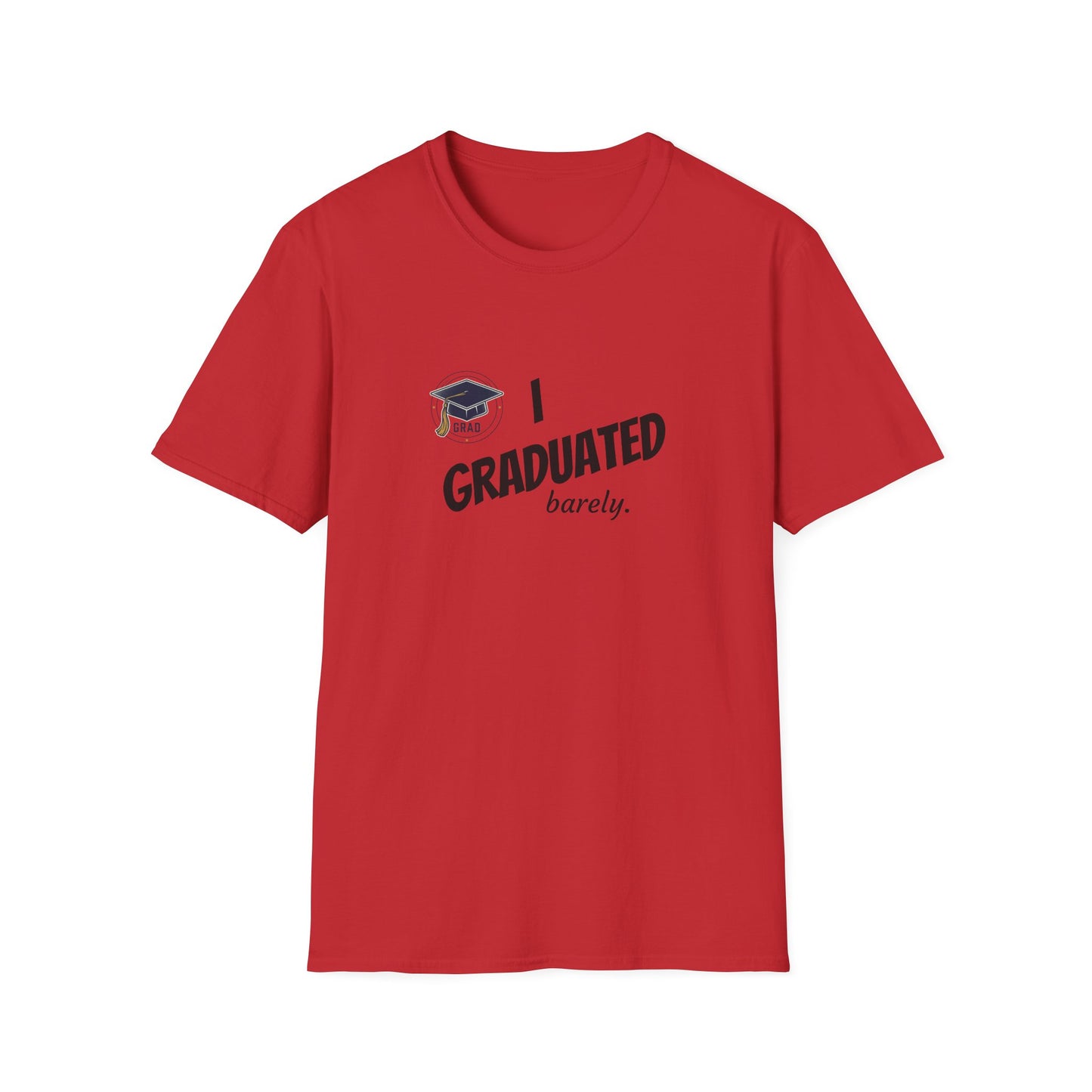 Graduation T-Shirt - "I Graduated (Barely)" Funny Grad Tee with Cap Graphic