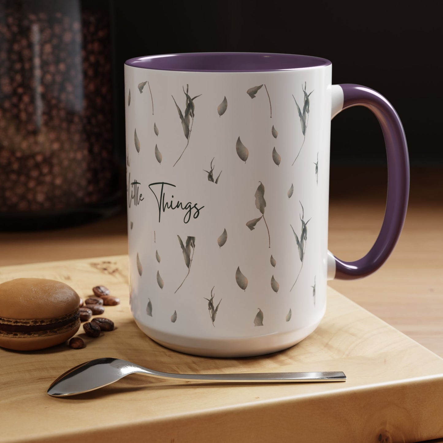 Enjoy The Little Things Accent Coffee Mug — Minimal Floral 11/15oz