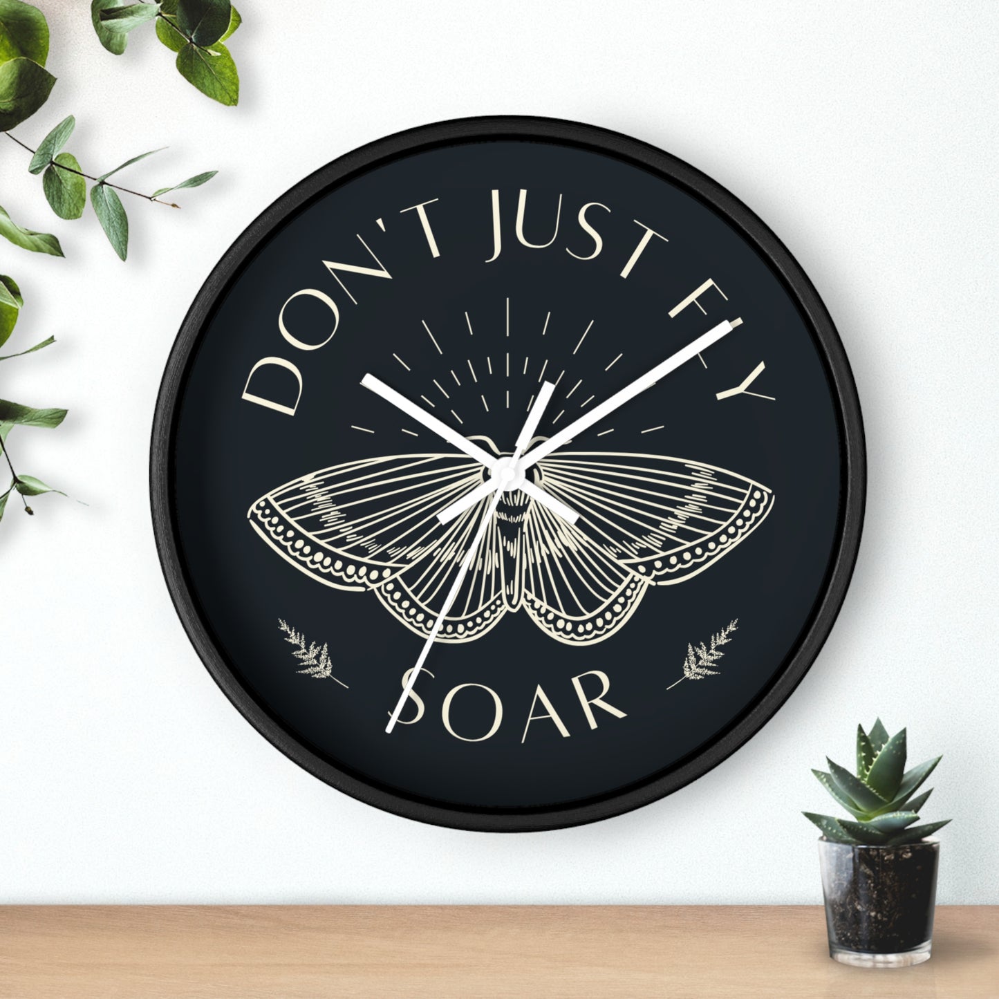 Wall Clock – “Don’t Just Fly, Soar” Moth Motivational Clock