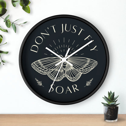 Wall Clock – “Don’t Just Fly, Soar” Moth Motivational Clock