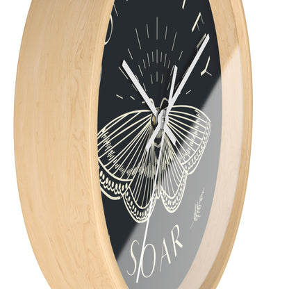 Wall Clock – “Don’t Just Fly, Soar” Moth Motivational Clock
