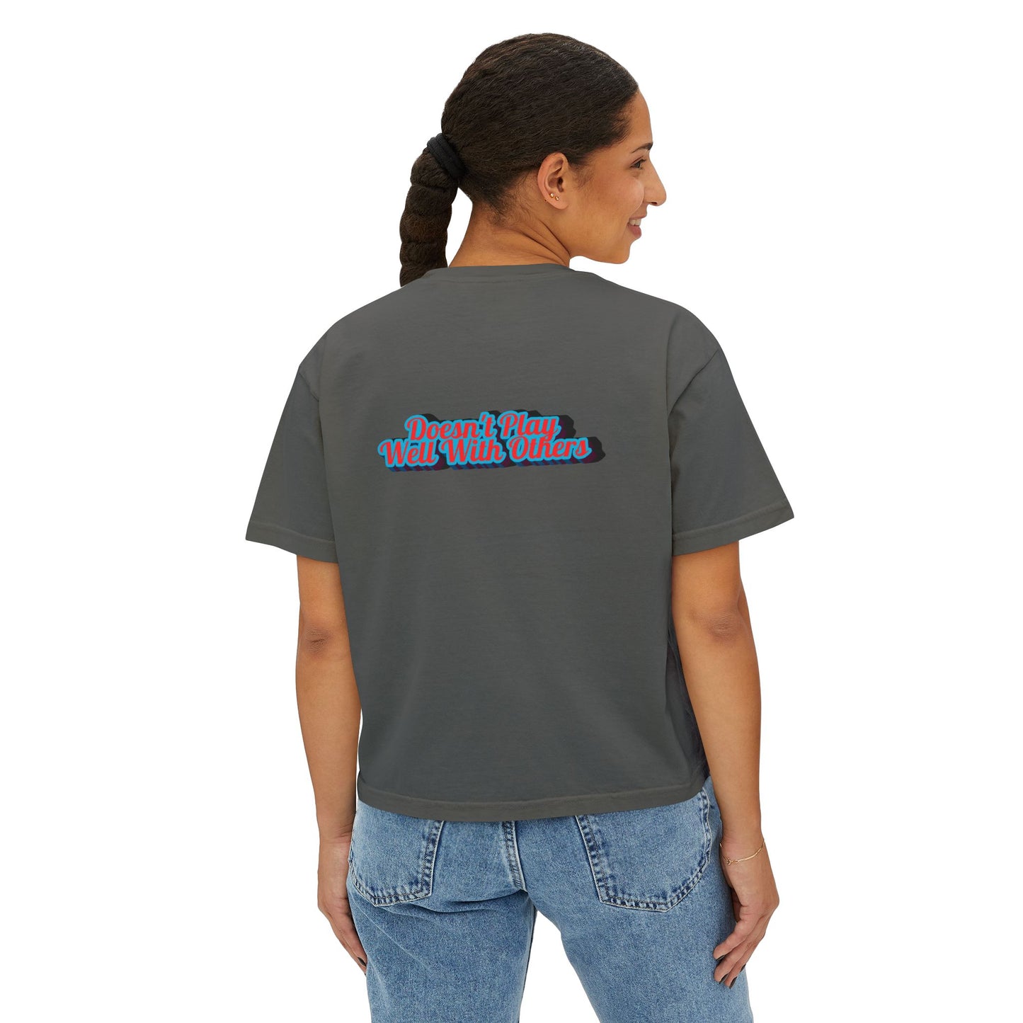 Women's Boxy Tee — Retro 'Dreams Play Well With Tears' Graphic