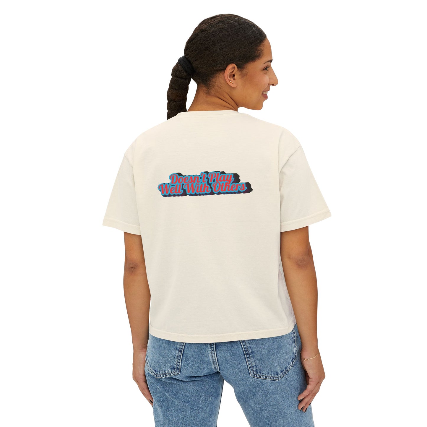Women's Boxy Tee — Retro 'Dreams Play Well With Tears' Graphic